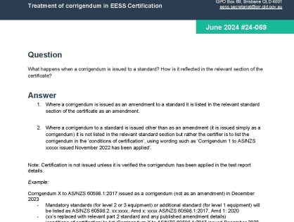 EESS General Guidance #24-069 Treatment of corrigendum in EESS Certification V1.1